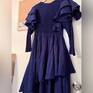 Elegant Navy Ruffle Dress